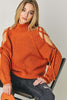 Chic Solid Turtleneck Sweater with Trendy Cutout Detail – Versatile Long Sleeve Design