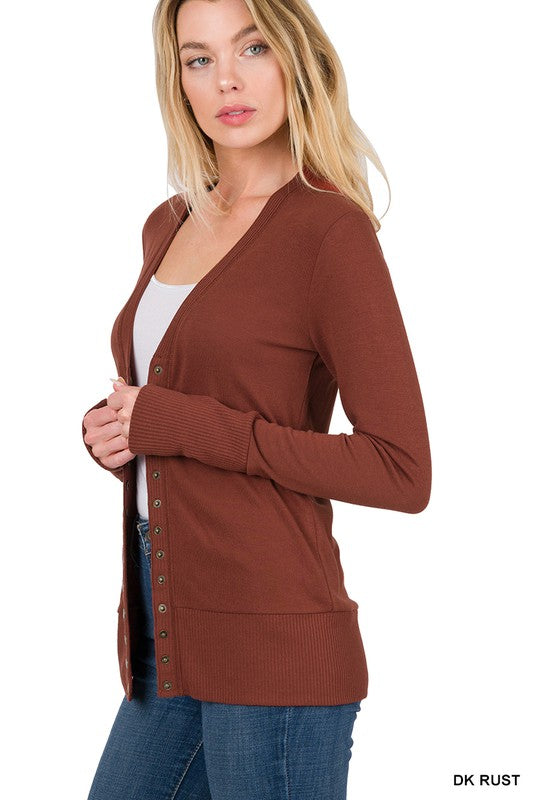 Elegant Snap Button Ribbed Sweater Cardigan - Versatile & Cozy for Fall/Winter