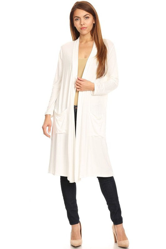 Relaxed Fit Solid Duster Cardigan – Comfortable and Stylish Open Front Design