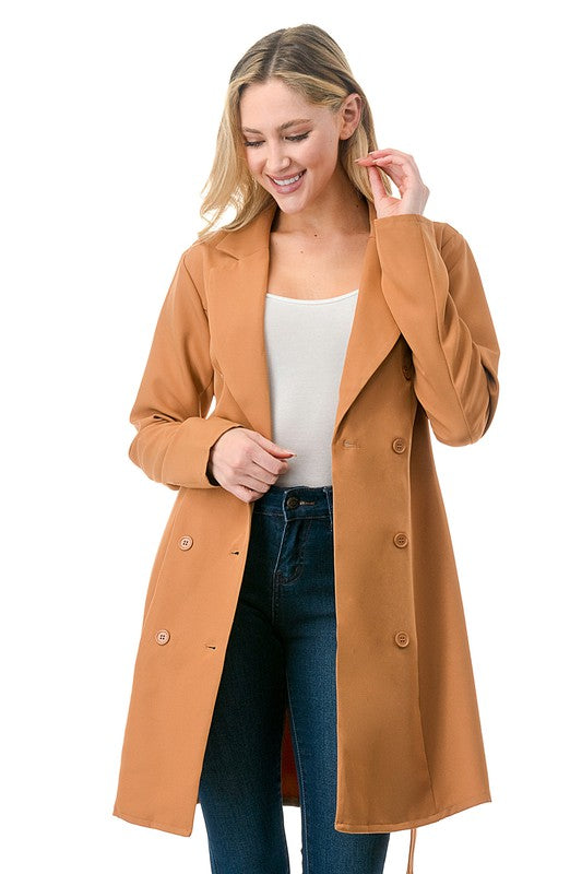 Elegant Oversized Belted Blazer – Casual Long Sleeve with Waist Tie Detail