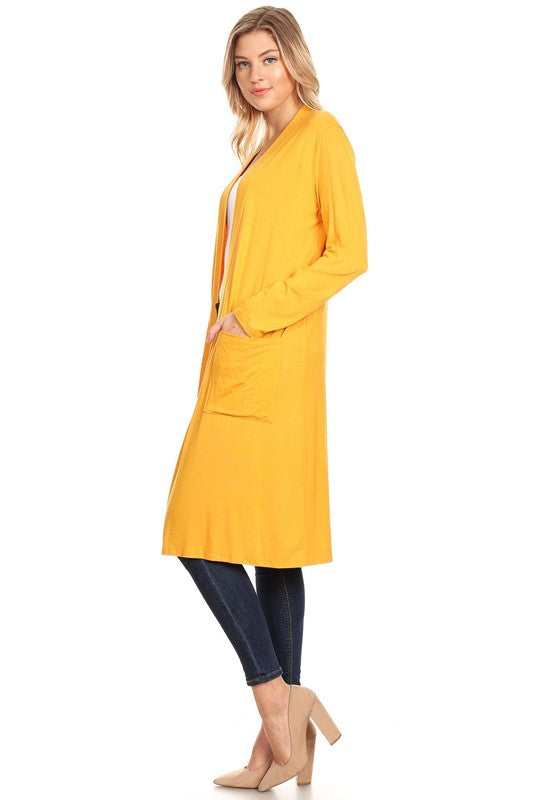 Relaxed Fit Solid Duster Cardigan – Comfortable and Stylish Open Front Design