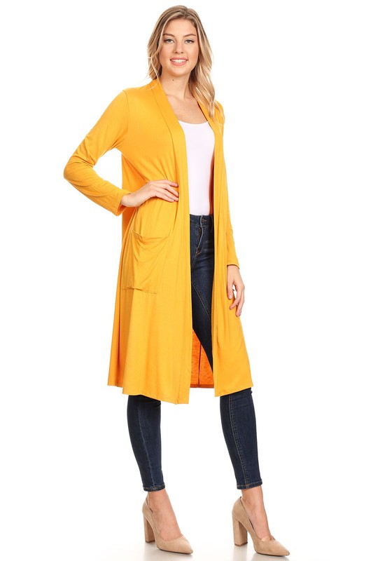 Relaxed Fit Solid Duster Cardigan – Comfortable and Stylish Open Front Design