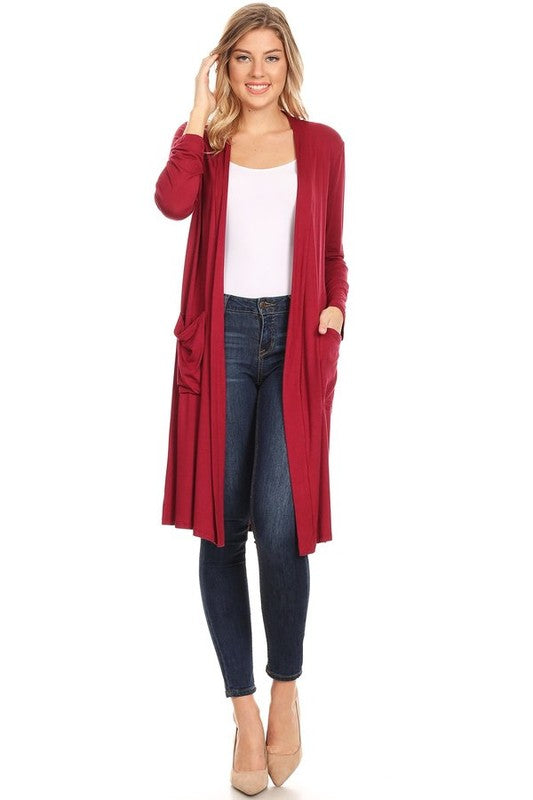 Relaxed Fit Solid Duster Cardigan – Comfortable and Stylish Open Front Design