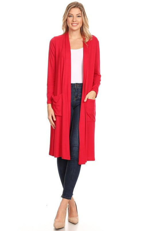 Relaxed Fit Solid Duster Cardigan – Comfortable and Stylish Open Front Design