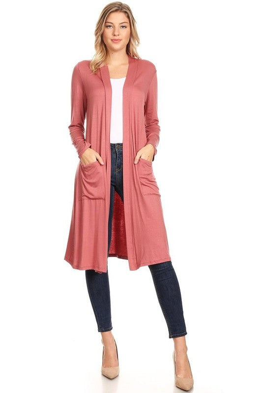 Relaxed Fit Solid Duster Cardigan – Comfortable and Stylish Open Front Design