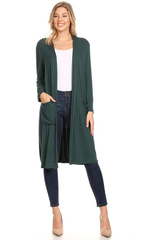 Relaxed Fit Solid Duster Cardigan – Comfortable and Stylish Open Front Design