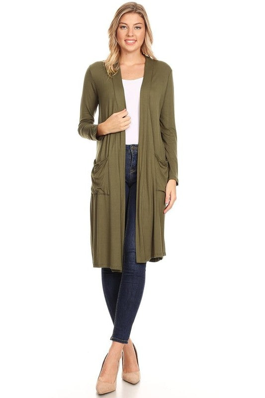 Relaxed Fit Solid Duster Cardigan – Comfortable and Stylish Open Front Design