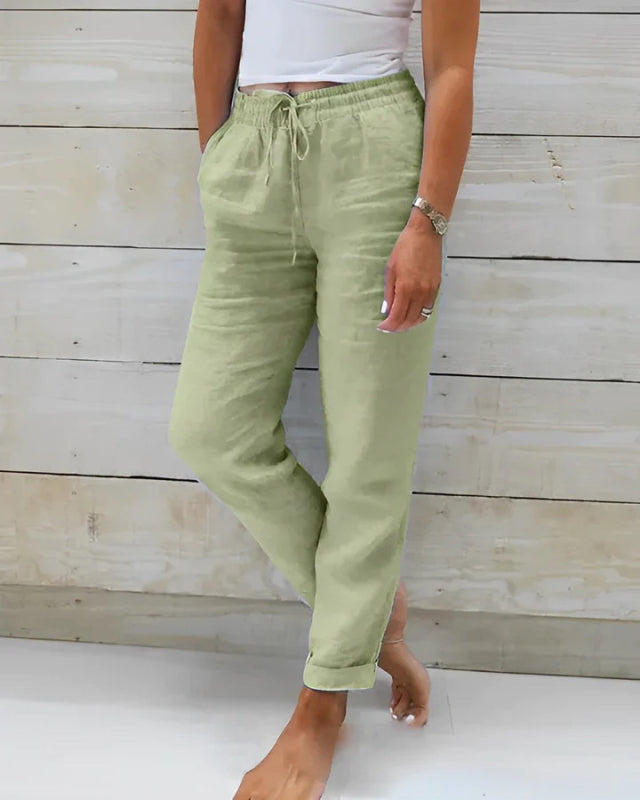 Women's Elastic Waist Solid Color Wide Leg Pants Loose Trousers