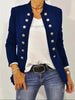 Women's Solid Color Stand Collar Button Up Casual Jacket