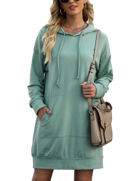 Women's Round Neck Long Sleeve Fashion Trend Casual Sweater Dress