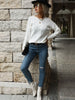 Autumn and winter women's twist long sleeve white sweater