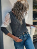 Fashion foreign trade cross-border women's long-sleeved lace stitching sweater