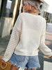 Fashion Thin Cutout Long Sleeve White Knit Sweater