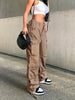 Women's Straight High Waist Loose Wide Leg Retro Daddy Cargo Pants