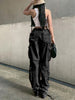 Women's Straight High Waist Loose Wide Leg Retro Daddy Cargo Pants