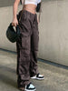 Women's Straight High Waist Loose Wide Leg Retro Daddy Cargo Pants