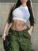 Women's Straight High Waist Loose Wide Leg Retro Daddy Cargo Pants