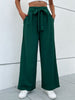 Women's Solid Color Tie Waist Wide Leg Pants