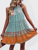 Women's bohemian print holiday halterneck dress