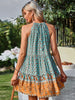 Women's bohemian print holiday halterneck dress