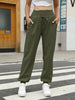 Women's Woven Elastic Bound High Waist Casual Pants