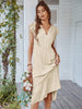 Women's Casual V Neck Flying Sleeves Solid Color Dress