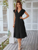 Women's Casual V Neck Flying Sleeves Solid Color Dress