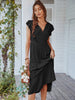 Women's Casual V Neck Flying Sleeves Solid Color Dress