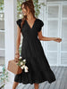 Women's Casual V Neck Flying Sleeves Solid Color Dress