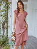 Women's Casual V Neck Flying Sleeves Solid Color Dress