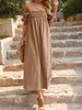 Women's pure color temperament elegant square collar two-wear long skirt with one word collar