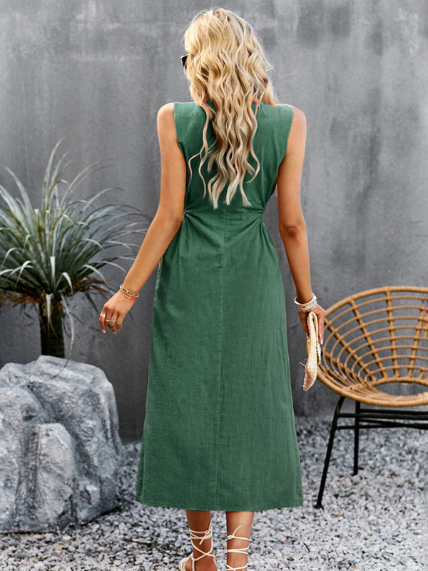 Summer Temperament Waistless Long Sleeveless Sundress