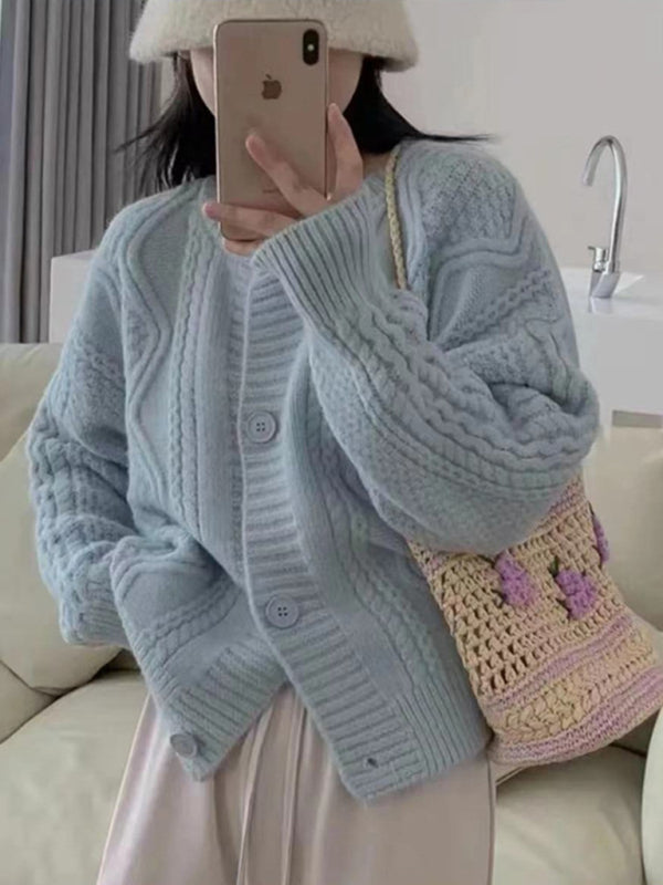 Chic Women's Twist Button Knitted Cardigan - Leisure Style for Spring/Summer