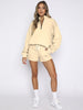 Women's New Solid Color Stand Collar Zipper Pullover Long Sleeve Sweatshirt Shorts Set