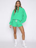 Women's New Solid Color Stand Collar Zipper Pullover Long Sleeve Sweatshirt Shorts Set