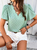 Women's new style solid color V-neck ruffle sleeve top