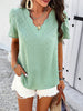 Women's new style solid color V-neck ruffle sleeve top