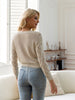 Women's casual hollow long-sleeved woolen top