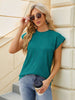 Women's round neck women's solid color short-sleeved loose casual T-shirt