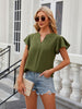 V-neck flying sleeve solid color short-sleeved chiffon loose top