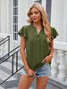 V-neck flying sleeve solid color short-sleeved chiffon loose top