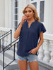 V-neck flying sleeve solid color short-sleeved chiffon loose top