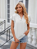 V-neck flying sleeve solid color short-sleeved chiffon loose top