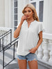 V-neck flying sleeve solid color short-sleeved chiffon loose top