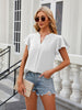 V-neck flying sleeve solid color short-sleeved chiffon loose top