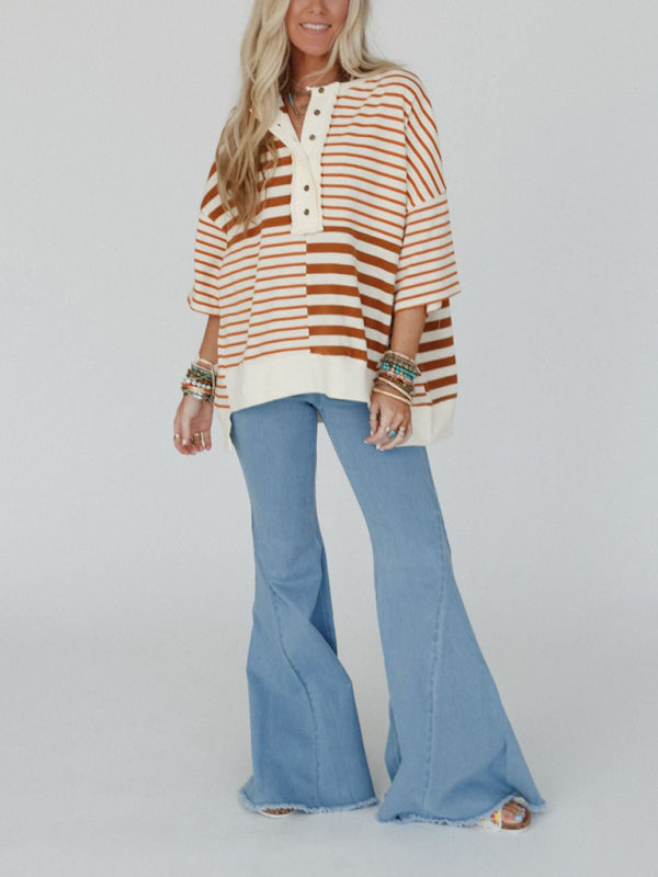 Women's Oversized Striped Patchwork Top