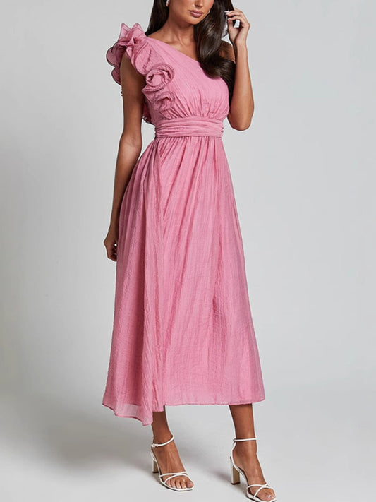 New Fashion Sexy Solid Color Off-shoulder Backless Dress