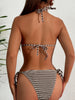 Sexy Checkerboard Lace Halter Neck Bow Bikini
