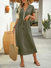 Casual simple sequined V-neck solid color dress
