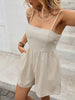 Casual simple linen solid color suspender tube top jumpsuit shorts